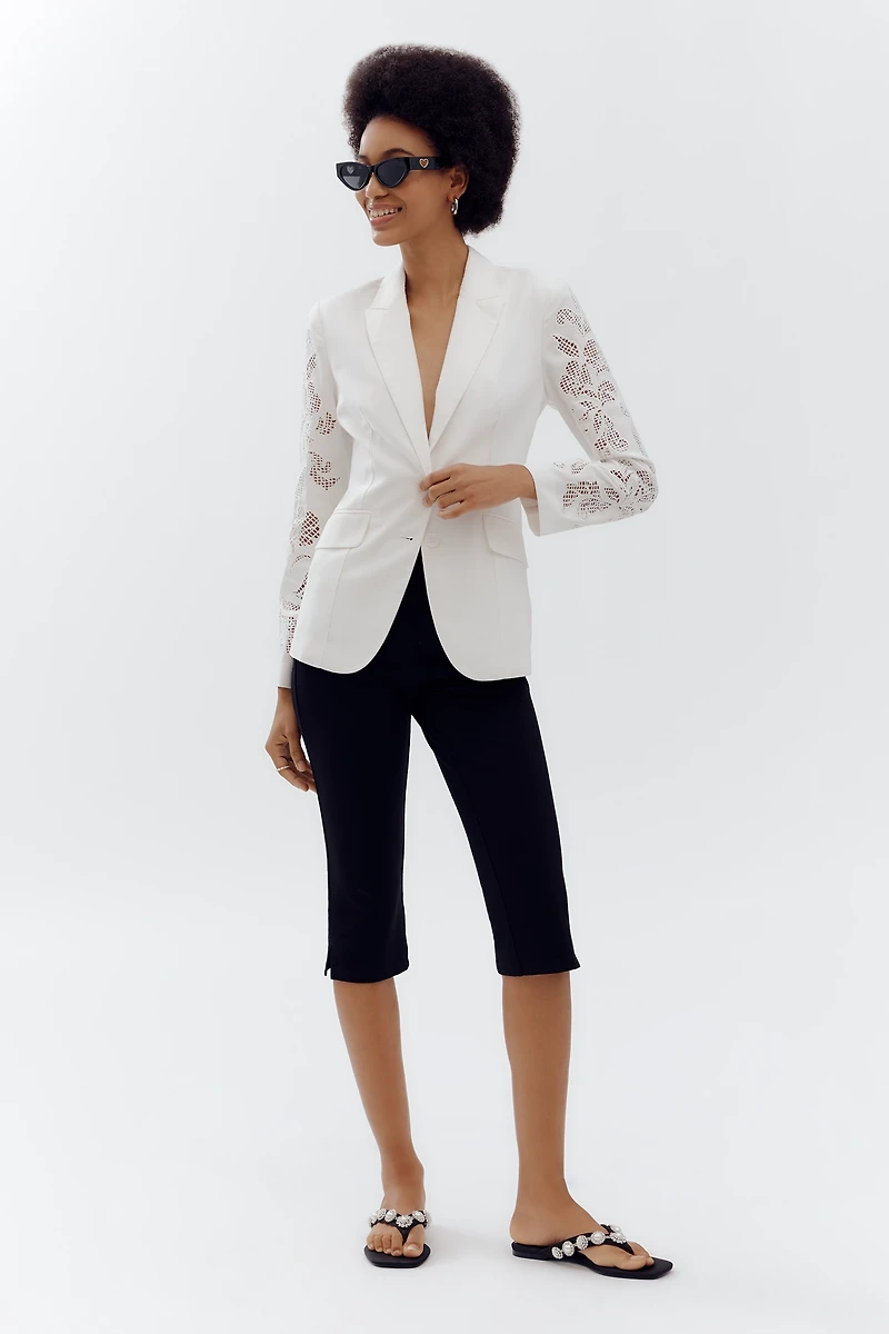Dolan Left Coast Linen Blend Cutwork-Sleeve Blazer