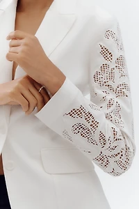 Dolan Left Coast Linen Blend Cutwork-Sleeve Blazer