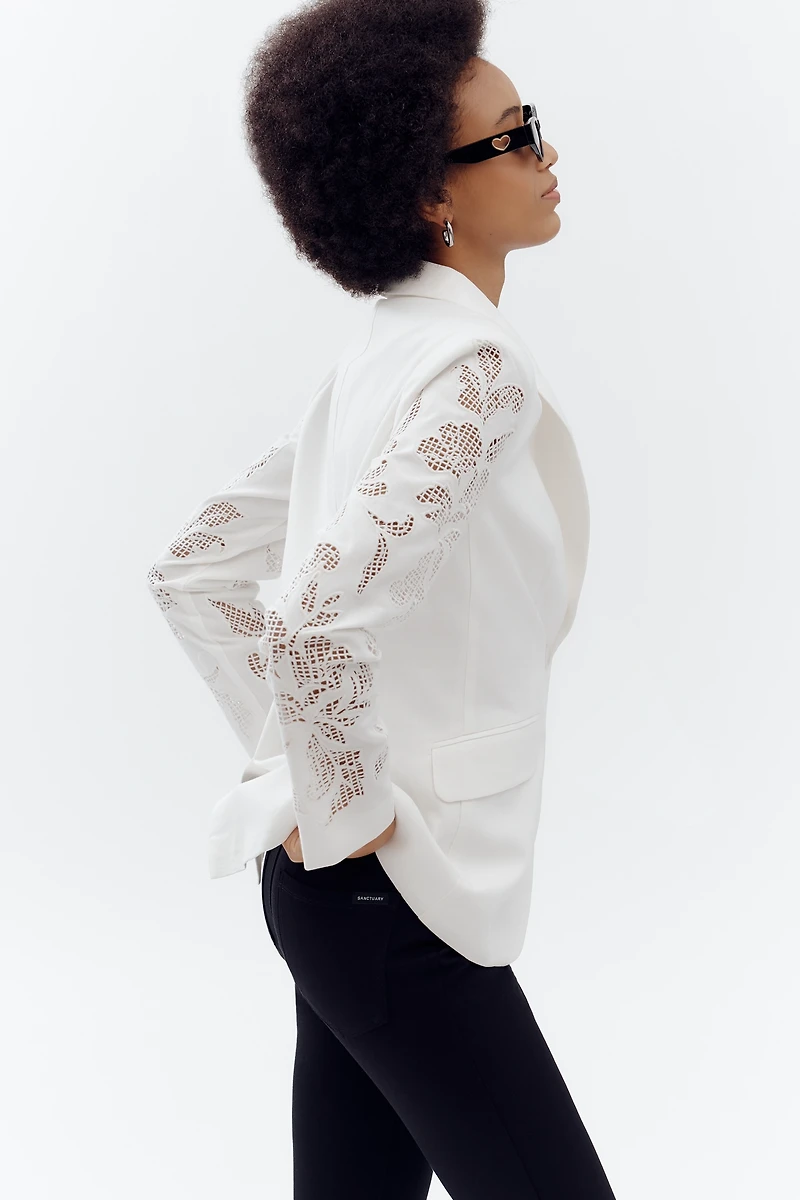 Dolan Left Coast Linen Blend Cutwork-Sleeve Blazer