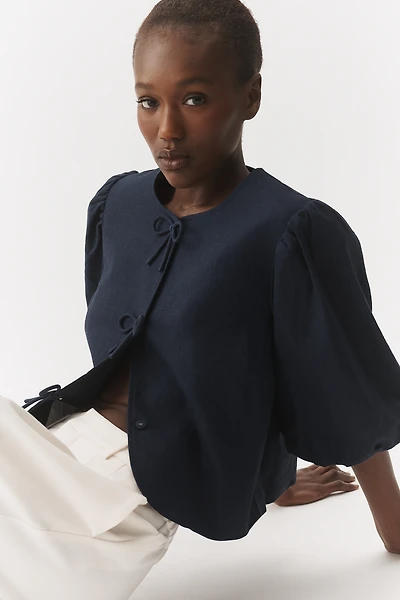 Dolan Left Coast Bow Puff-Sleeve Blazer