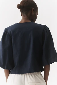 Dolan Left Coast Bow Puff-Sleeve Blazer