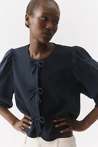 Dolan Left Coast Bow Puff-Sleeve Blazer