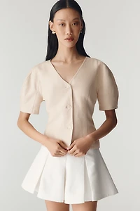 Dolan Left Coast Cotton Linen Puff-Sleeve Blazer