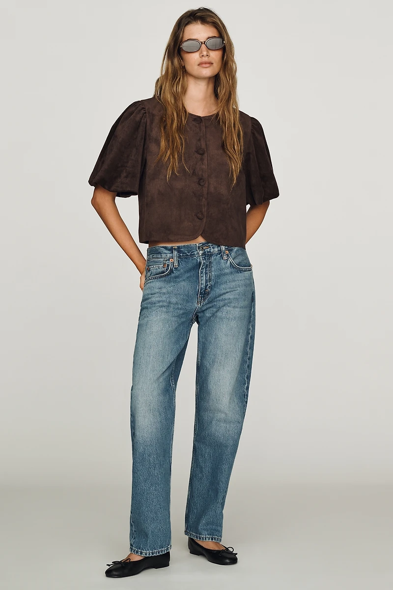 Dolan Left Coast Faux-Suede Puff Sleeve Jacket