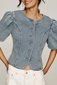 Dolan Washed Denim Puff Sleeve Jacket