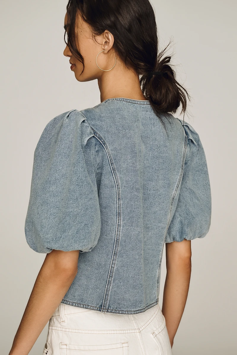 Dolan Washed Denim Puff Sleeve Jacket