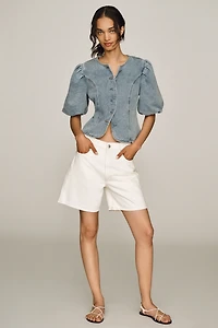 Dolan Washed Denim Puff Sleeve Jacket