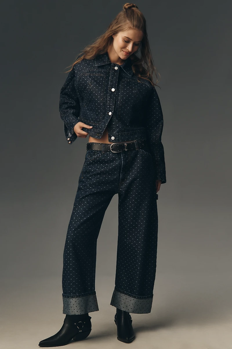 Pilcro Lurex Polka Dot Dolman Denim Jacket