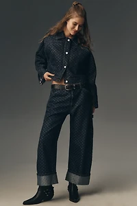 Pilcro Lurex Polka Dot Dolman Denim Jacket