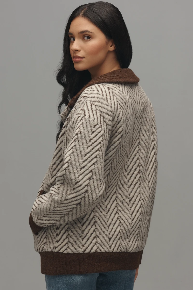 Bernardo Chevron Knit Bomber Jacket