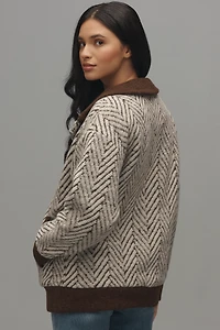 Bernardo Chevron Knit Bomber Jacket