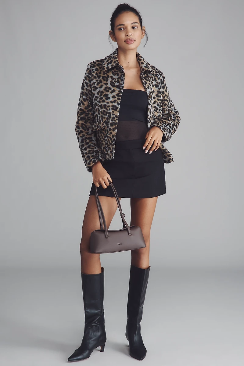 Bernardo Wool Blend Leopard Jacket