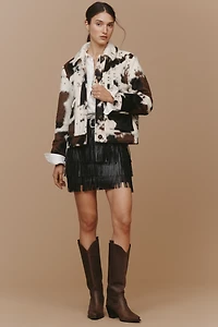 Bernardo Dakota Faux-Fur Cow Print Jacket