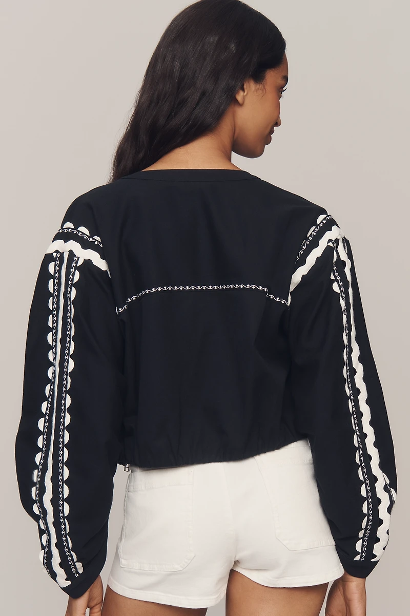 By Anthropologie Scalloped Bomber Jacket