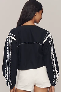By Anthropologie Scalloped Bomber Jacket