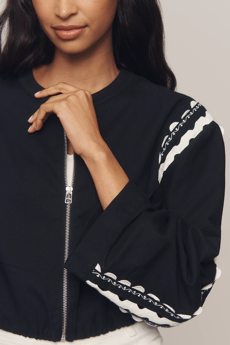 By Anthropologie Scalloped Bomber Jacket