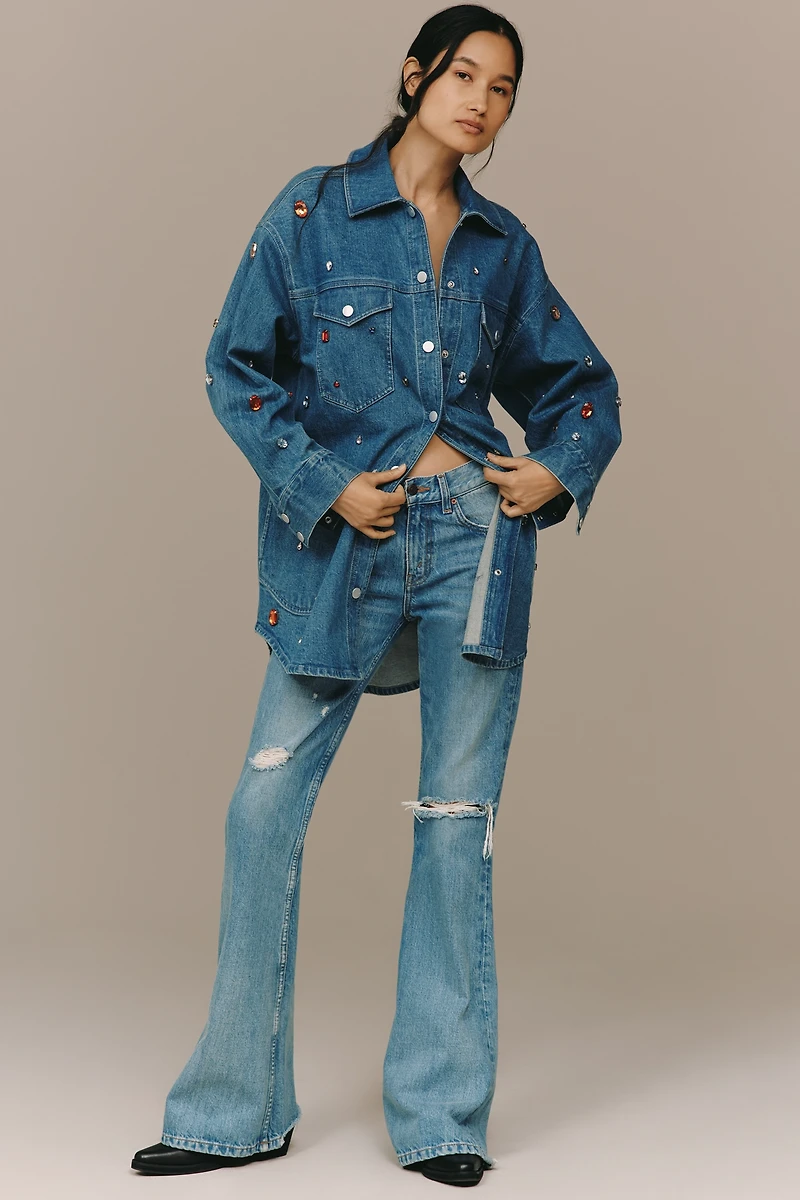 The Tillie Jeweled Denim Shacket by Pilcro