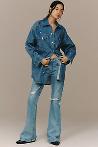 The Tillie Jeweled Denim Shacket by Pilcro
