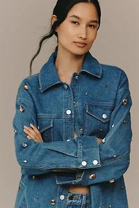 The Tillie Jeweled Denim Shacket by Pilcro