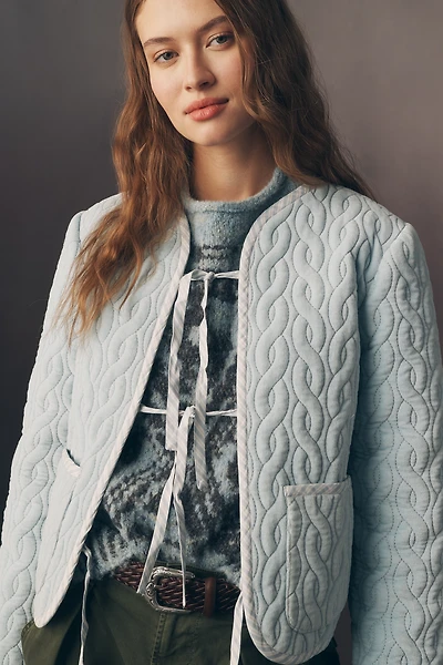Forever That Girl Quilted Velvet Tie-Front Jacket