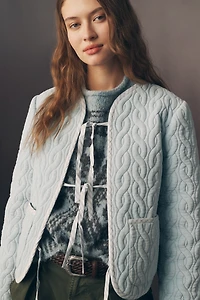 Forever That Girl Quilted Velvet Tie-Front Jacket