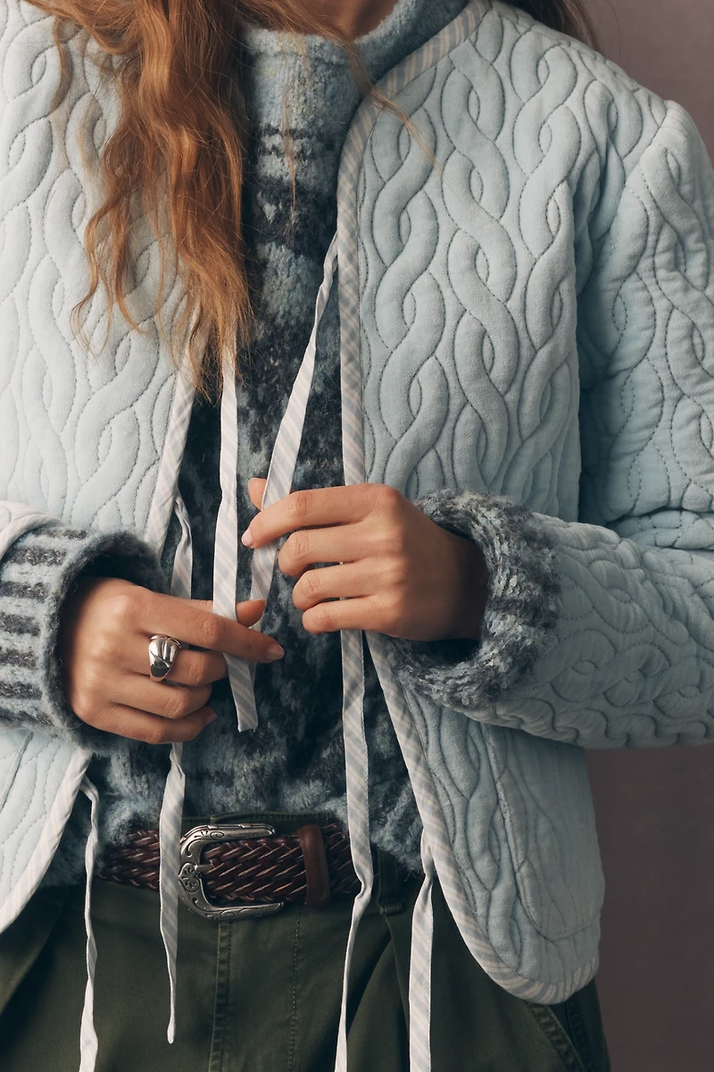 Forever That Girl Quilted Velvet Tie-Front Jacket