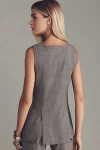 @merricksart x Maeve Houndstooth Square-Neck Cutaway Vest