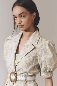 English Factory Puff-Sleeve Embroidered Belted Jacket