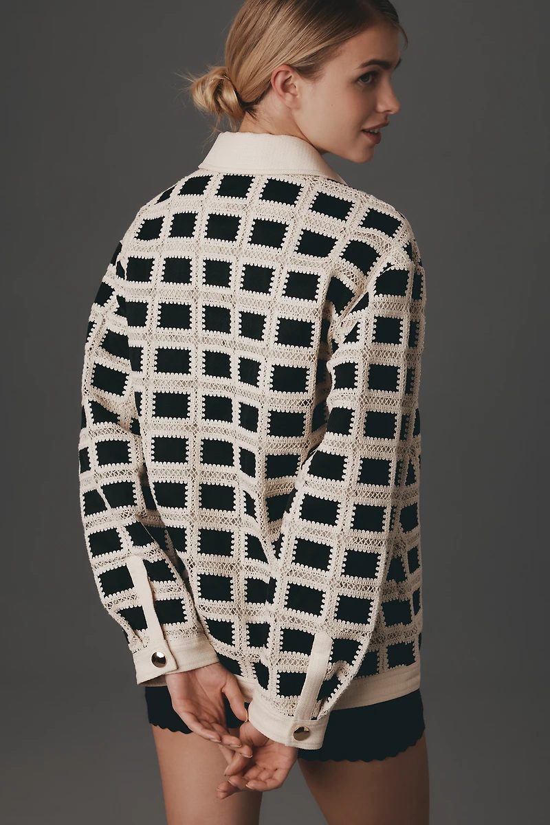 English Factory Oversized Crochet Shirt Jacket