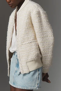 Endless Rose Wool Blend Tweed Bomber Jacket