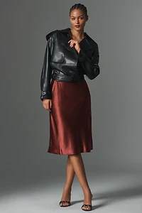 Grey Lab Faux Leather Crop Trench Coat