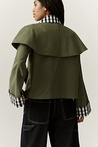 Avec Les Filles Gingham Trim Cape Jacket