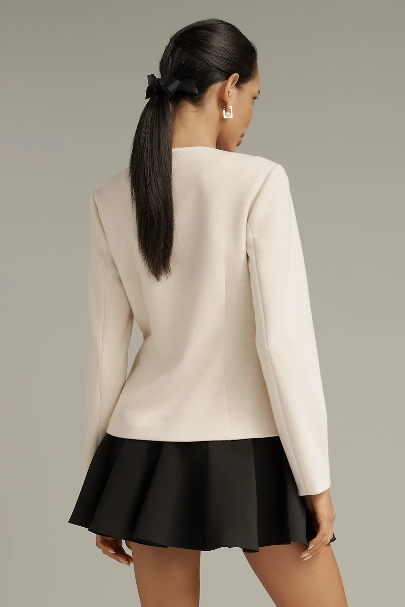 Avec Les Filles Collarless Knit Blazer