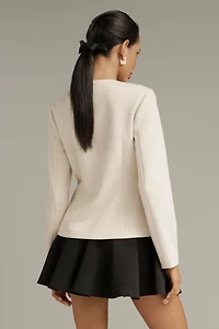 Avec Les Filles Collarless Knit Blazer