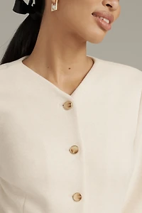 Avec Les Filles Collarless Knit Blazer