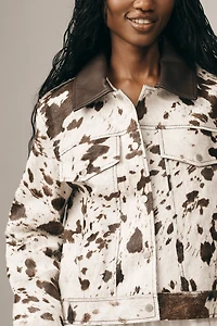 Avec Les Filles Calf Hair Trucker Jacket