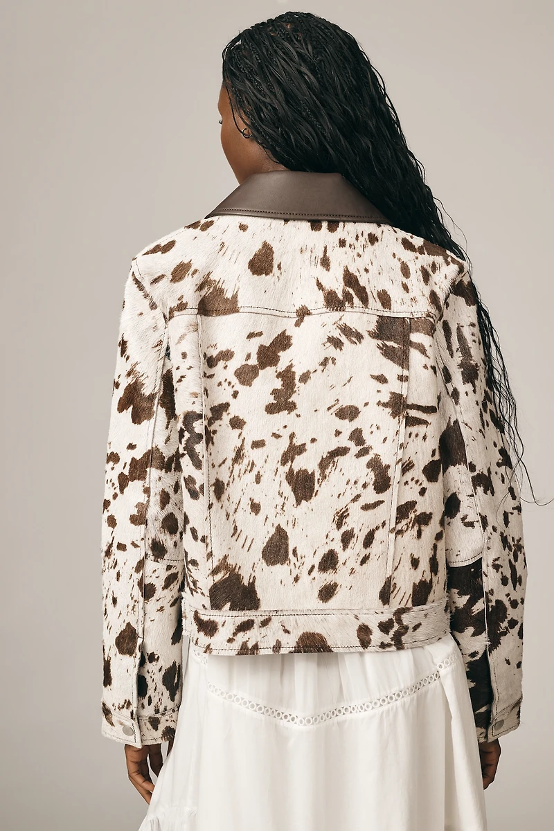 Avec Les Filles Calf Hair Trucker Jacket