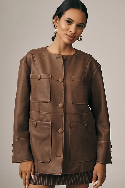Avec Les Filles Oversized Faux-Suede Jacket