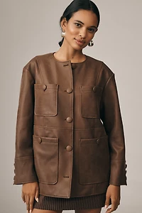 Avec Les Filles Oversized Faux-Suede Jacket
