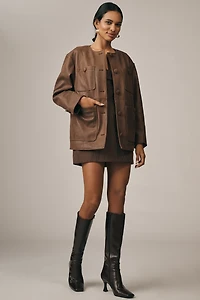 Avec Les Filles Oversized Faux-Suede Jacket