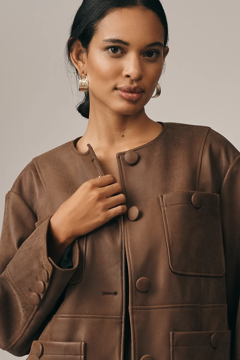 Avec Les Filles Oversized Faux-Suede Jacket
