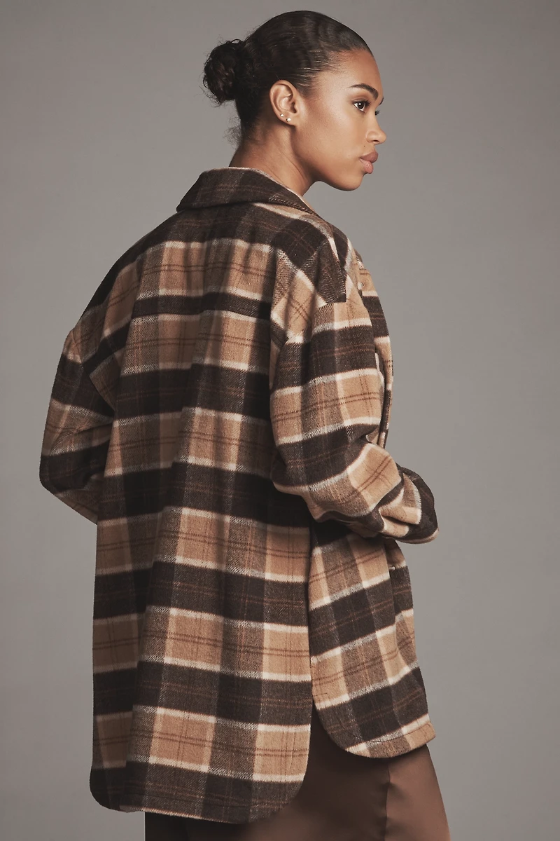 Avec Les Filles Oversized Plaid Wool Blend Shacket