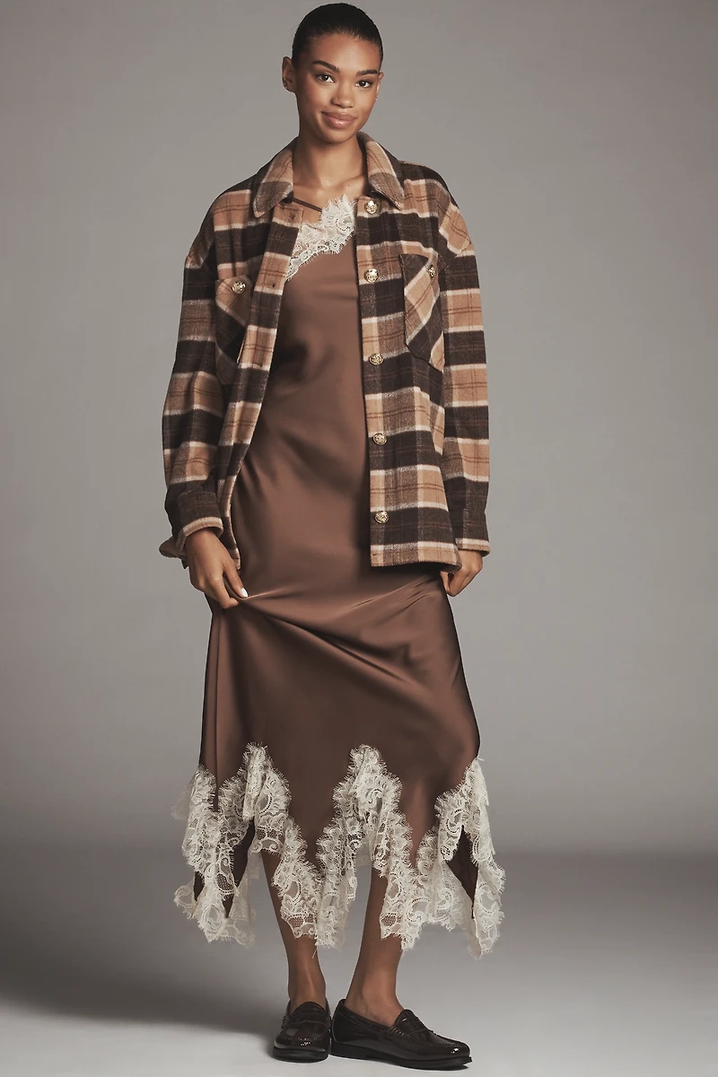 Avec Les Filles Oversized Plaid Wool Blend Shacket
