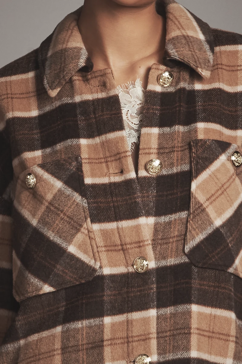 Avec Les Filles Oversized Plaid Wool Blend Shacket