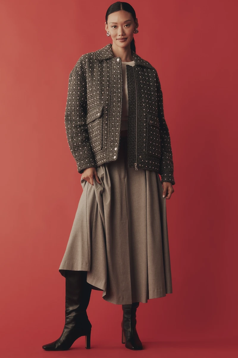 Avec Les Filles Pearl-Embellished Bomber Jacket