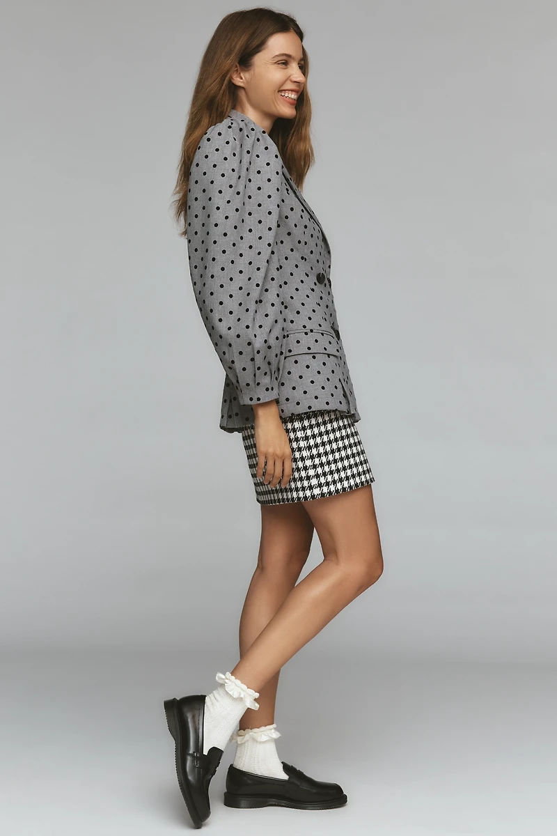 Avec Les Filles Puff-Sleeve Polka Dot Blazer