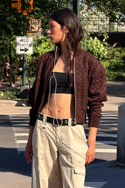 Avec Les Filles Faux Leather Crop Jacket