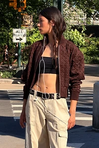 Avec Les Filles Faux Leather Crop Jacket