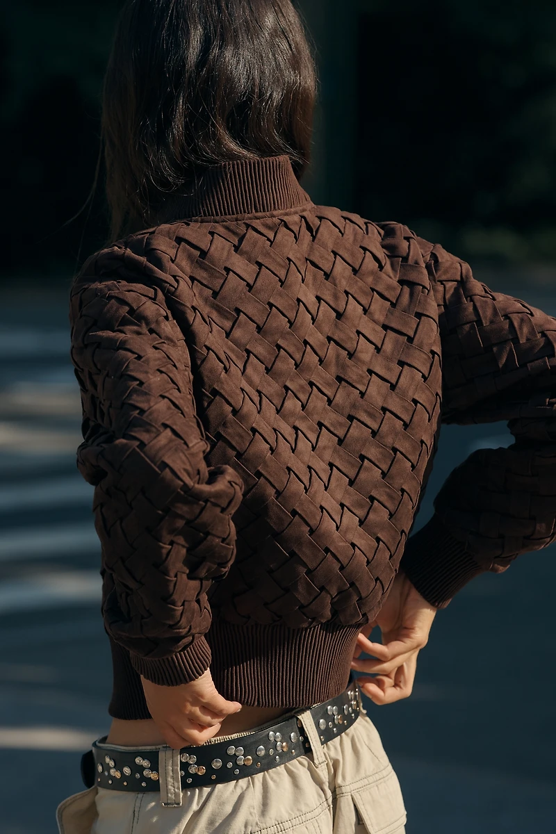 Avec Les Filles Faux Leather Crop Jacket