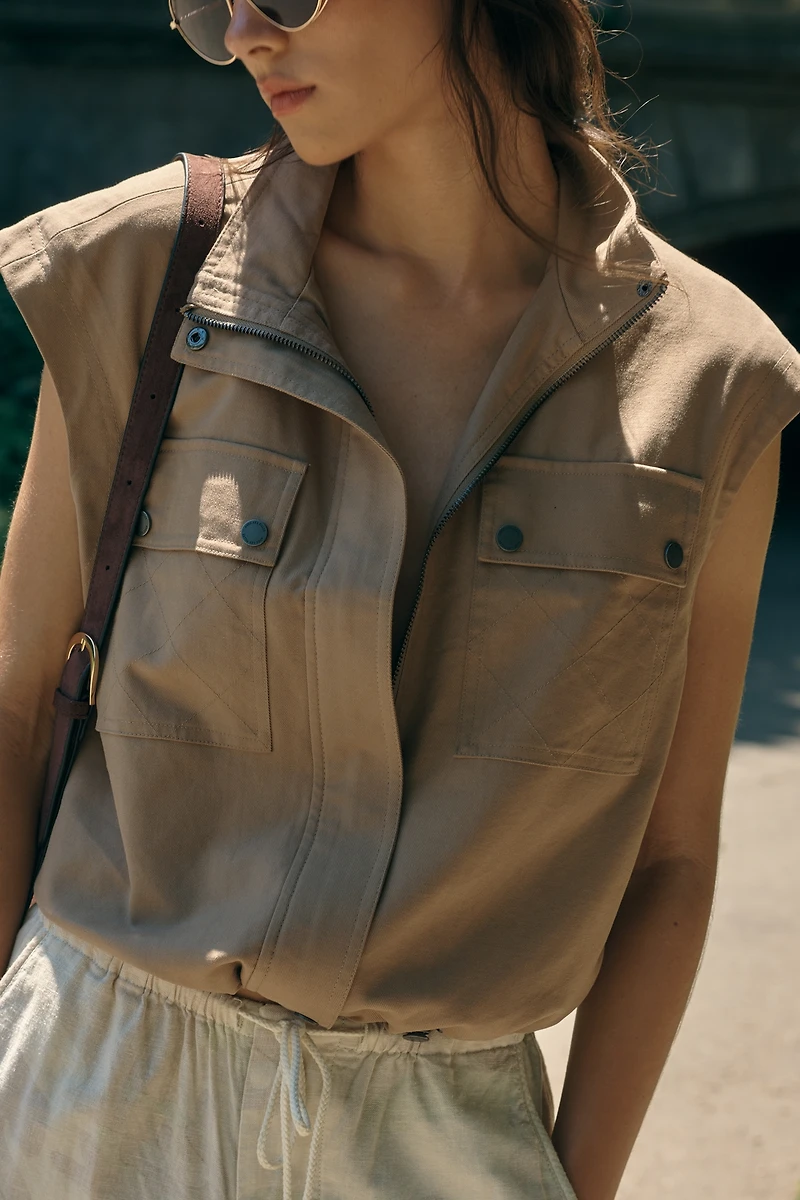 Avec Les Filles Cropped Cargo Vest